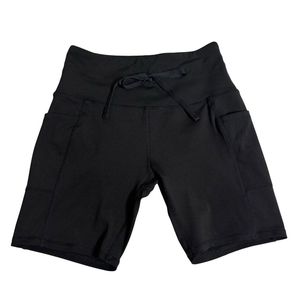 NY Laundry Black  High-Waist Side Pocket Bike Shorts M Active Athletic Sporty